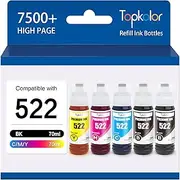522 High Capacity Refill Ink Bottle Replacement for Epson Compatible T522 522 Ink Refill Bottles (Not Sublimation Ink) Use for EcoTank ET-2803 ET-2A800 ET-2720 ET-4800 Printer