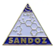 Sandoz pharmaceutical LSD lapel hat pin Albert Hofmann