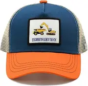 [Wodeal] Boys Excavator Trucker Hat, Toddler Snapback Mesh Baseball Caps for Kids Ages 2-8