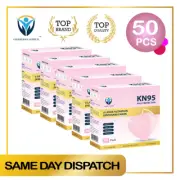 5 x 10Pcs KN95 N95 Disposable Face Mask Respirator Protective Masks 5 Layer-Pink