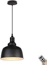 KEFA Modern Minimalist Battery Operated Pendant Light, Black Wireless Adjustable Pendant Lighting with Remote & Blub, No Wiring Ceiling Hanging Light for Kitchen Island Dining Table Living Room Barn C