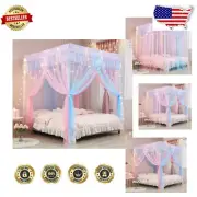 Whimsical Twin Rainbow Canopy Bed Curtains with Star Lights – Princess Design