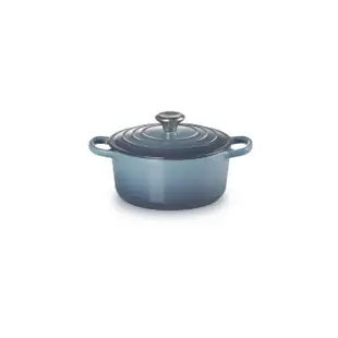 【Le Creuset】典藏琺瑯鑄鐵鍋圓鍋 18cm(水手藍-鋼頭)