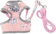 GANAZONO 1 Set Flower Design Dog Harness and Leash Set Adjustable Soft Vest for Dogs Comfortable and Durable Puppy Harness Easy to Clean and Wear for Outdoor Activities