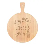 Smile There's Gin Pizza Board Paddle Wooden Funny Tonic Drinks