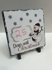 Christmas Countdown Dry Erase Stone Slate Board~ Days Until Christmas w/ Snowman