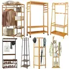 Freestanding/Leaning Hallway Tree Clothes Rack Large Capacity Shelf Display Stan
