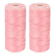 Leather Sewing Threads 55 Yards 150D/1mm Polyester Waxed Cord (Pink, 2pcs)