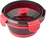 [Lurch] Food Storage Box Silicone 400 ml Round Frozen Pink - Foldable and Leak-Proof - Lunch Box for on The Go