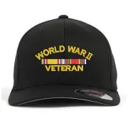 WW2 World war 2 veteran embroidered flex fit baseball cap (S/M, L/XL, XXL)