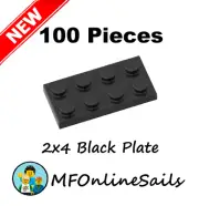 **NEW** 100x Genuine LEGO 2x4 Black PLATES - Part # 3020 small bulk lot