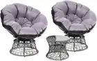 Papasan Table and Chairs Wicker Outdoor Chair Side Desk, Patio Furniture Lounge
