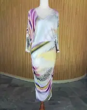NWT! Charlie Brown Designer Coloured Print Ruched Midi Dress 10 Rrp $350