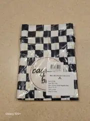 RARE NEW MACKENZIE CHILDS COURTLY CHECK BAGUETTE BREAD STORAGE BAG 100% COTTON
