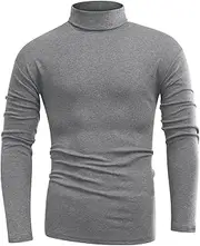 [Beauhuty] Men's Basic Turtleneck Long Sleeve T-Shirts Fleece Knitted Casual Pullover Top