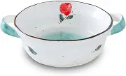 Soup Bowls with Handles Noodle Ramen Curry Bowl,Ceramic Bowl,Ramen Bowl Ceramic,Large Rice Bowl,Udon Noodle Bowl,Soup Bowl Microwave Safe-rose-20x15x6cm,650ml(Color:Rose)