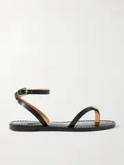 [AMANU] AMANU - The Senegal Embellished Leather Sandals - Black - US12 US 12 Black