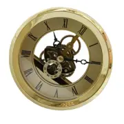 Skeleton Insert Clock Movement Quartz Battery 91mm Golden Roman Dial