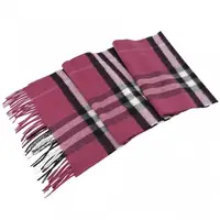 在飛比找PChome24h購物優惠-BURBERRY 經典格紋100%喀什米爾羊毛圍巾(紫紅)