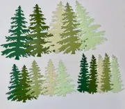 15 SML EVERGREEN TREES cardstock paper die cut embellishments