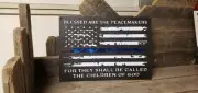 Thin Blue Line Flag Law Enforcement Police Sheriff Metal Wall Art Decor