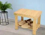 Wood Step Stool with Storage Shelf Wood Bench for Bathroom Living Room Bedroom
