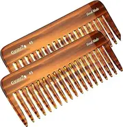 Giorgio G49 Large Hair Detangling Comb, Wide Teeth for Thick Curly Wavy Hair. Long Hairs Detangler Comb For Wet and Dry. Handmade of Quality Cellulose, Saw-Cut, Hand Polished, Tortoise Shell (5.75")