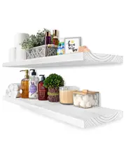 Sorbus Set of 2 35in Solid Wood Floating Shelves