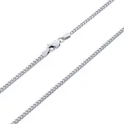 14K White Gold Solid 2.7mm Miami Cuban Link Chain Necklace Lobster Clasp 18"