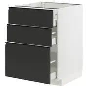 METOD / MAXIMERA base cabinet with 3 drawers, white/Upplöv matt anthracite, 60x60x80 cm
