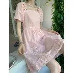 53640 泡泡袖粉色夏季高級洋裝