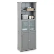 Giantex 163cm Tall Bathroom Storage Cabinet Kitchen Pantry Cupboard w/Adjustable Shelves Floor Storage Organiser Grey