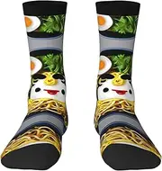 [Ghjkfbf] Egg Cup Noodle Ramen Print Novelty Unisex Socks Colorful Stylish Crew Socks Casual Dress Gifts For Men Women
