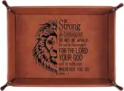 [LJZTYX] Christian Gifts,Leather Tray Engraved Personalized Tray,Bible Verse Faith Religious Birthday Inspirational Gifts,Valet Desktop Storage Organizer (Joshua 1:9)