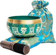 Tibetan Singing Bowl Set with Bag- Easy To Play - Authentic Handcrafted Mindfulness Meditation Holistic Sound 7 Chakra Healing Gift by Himalayan Bazaar (Turquoise)