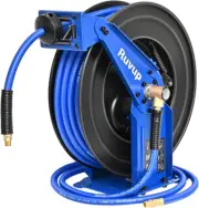 Retractable Air Hose Reel, 3/8" X 75Ft Air Compressor Hose Reel Auto Rewind Hybr