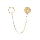 Little Queen gold coin stud chain ear cuff clip fashion drop earrings