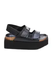 platform slip-on sandals 41 Black