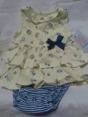 NWT Carter's Just One You Baby Girl One Piece Sleeveless Yellow & Blue 3 Months