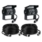 2x 4Pin Rear View Backup Reversing Camera For Bus Truck Van CCD + 2x 10M Cable