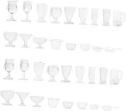 ifundom Miniature Cup Bowl Model 51pcs Set 1:17 Scale Mini Food Container for Mini House Decor