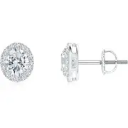 Lab-Grown Oval Diamond Studs with Halo