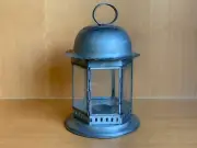 LANTERN CANDLE HOLDER IRON AND GLASS HANDCRAFTED IN INDIA~VINTAGE ORIGINAL~RARE