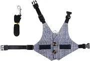 zolyet Fashinable Comfortable Rabbit Suit Harn Leash Cute Bunny Vest Harn and Leash Set with Button Decor for Small Animals Bunny Cats S Grey S