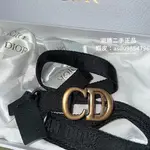 『二手』DIOR 迪奧 馬鞍腰帶 復古金扣CD 黑色尼龍腰帶 寬2公分 帆布腰帶 B0040C 禮物 女款皮帶