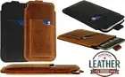 PULL-UP STRIP MADE OF COWHIDE CASE COVER WITH CARD POCKET SLEEVE POUCH FOR PHONE