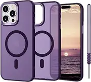 [ElestBela] iPhone 14 Pro Max Case, Compatible With MagSafe, Magnetic Translucent Matte Wrist Strap Slim Shockproof Protective Cover, Dark Purple