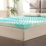 Elegant Comfort 3 Inch Mattress Topper - Gel Infused Memory Foam - Assist with Airflow - Pressure Points Support - Mattress Pad and Bed Topper - Blue Swirl, Full Size