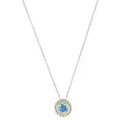 18k Gold And Sterling Silver Blue Topaz Fancy Necklace