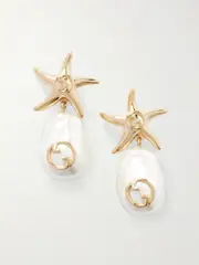 [Gucci] Gucci - Gold-tone Faux Pearl Earrings - One size One size Gold